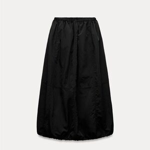 Zara nylon balloon midi skirt in black